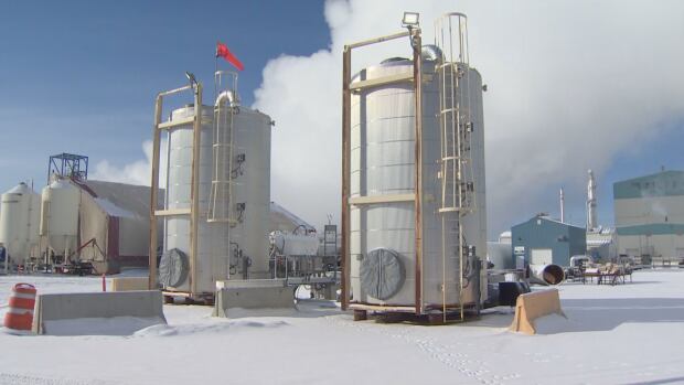 Carbon Upcycling Technologies' facility is located at the Alberta Carbon Conversion Technology Centre in Calgary. The carbon capture and utilization company creates CO2-enhanced cement replacements. The exterior of a test facility for carbon conversion.