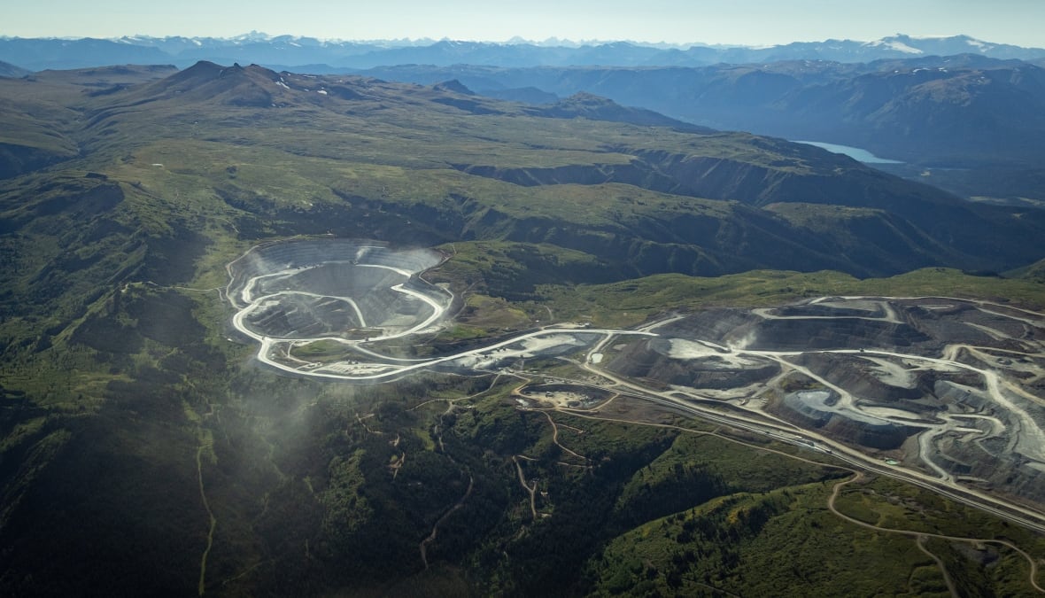 An aerial shot of a mine site.