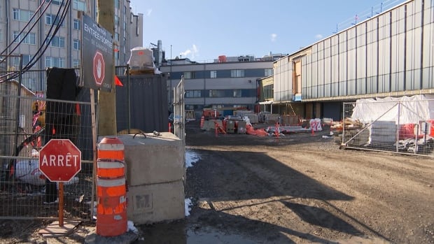 A construction site near a hospital. 