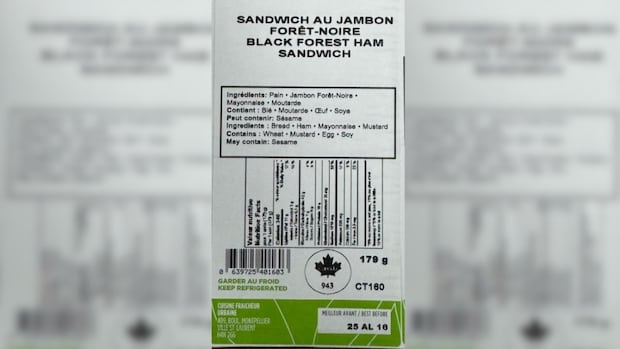 Black Forest ham sandwich sold in Quebec recalled due to Listeria