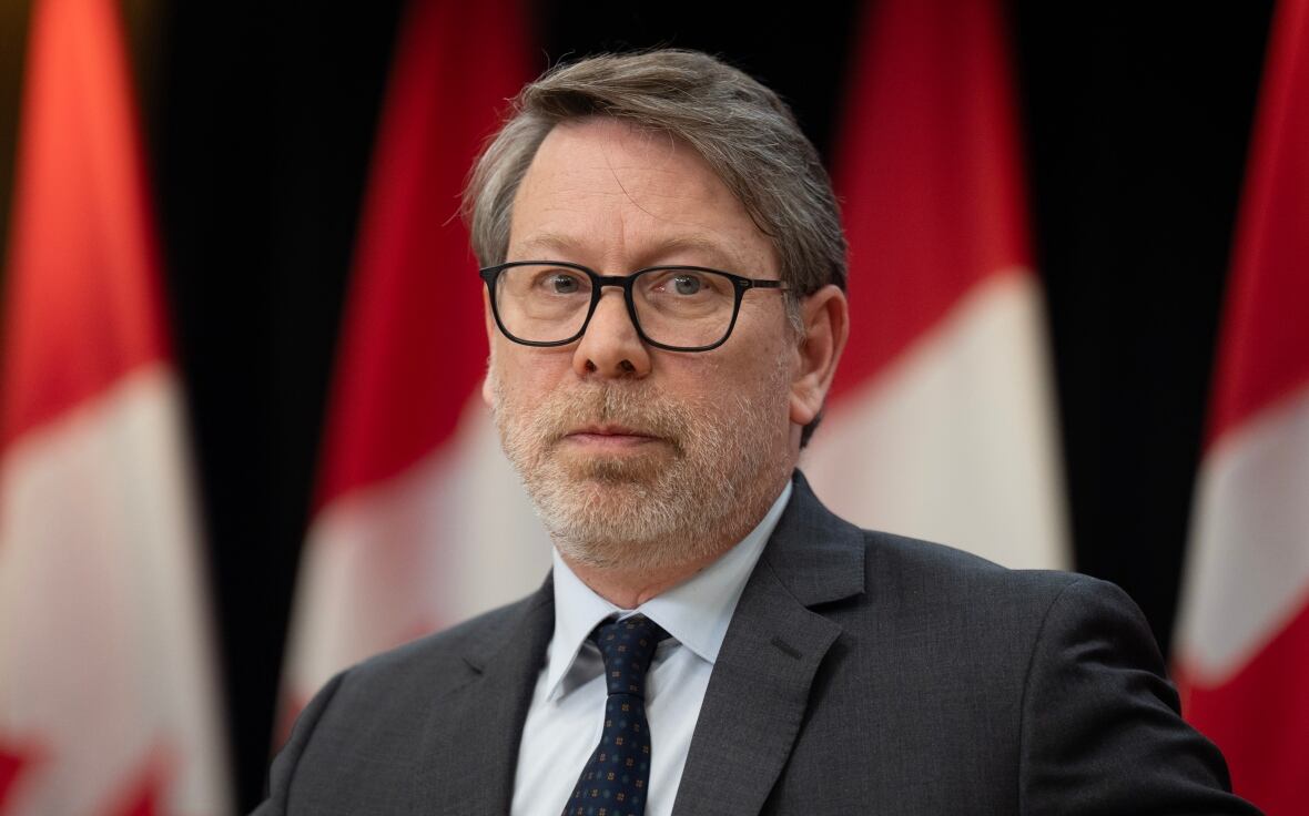 Chief Electoral Officer Stephane Perrault is seen during a news conference in the National Press Theatre on Monday, March 24, 2025 in Ottawa. 