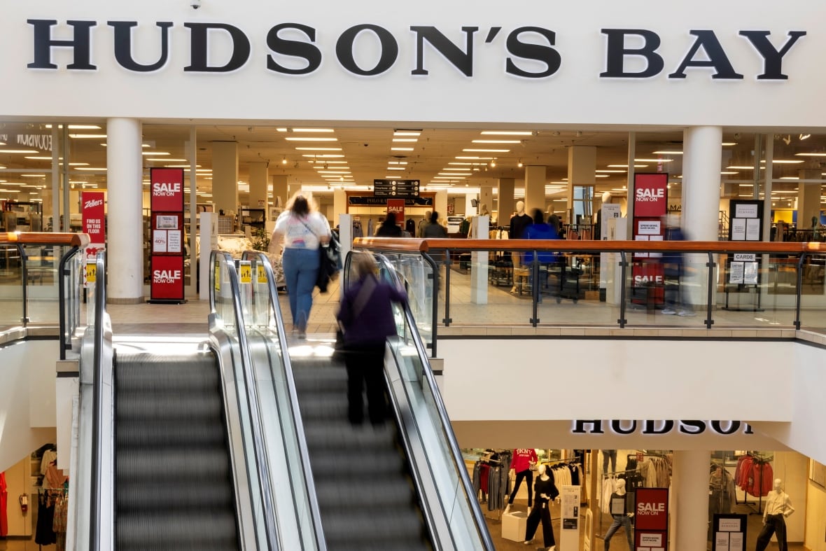 The entrance to a Hudson's Bay store in Hamilton, as seen in March 2025.