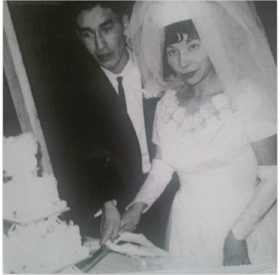 A achromatic  and achromatic  wedding photo