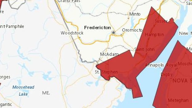 Heavy rainfall expected for southern parts of New Brunswick