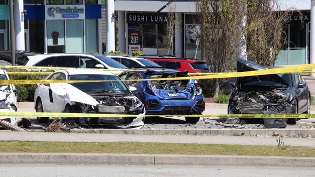 1 dead after vehicle strikes multiple parked cars in Surrey