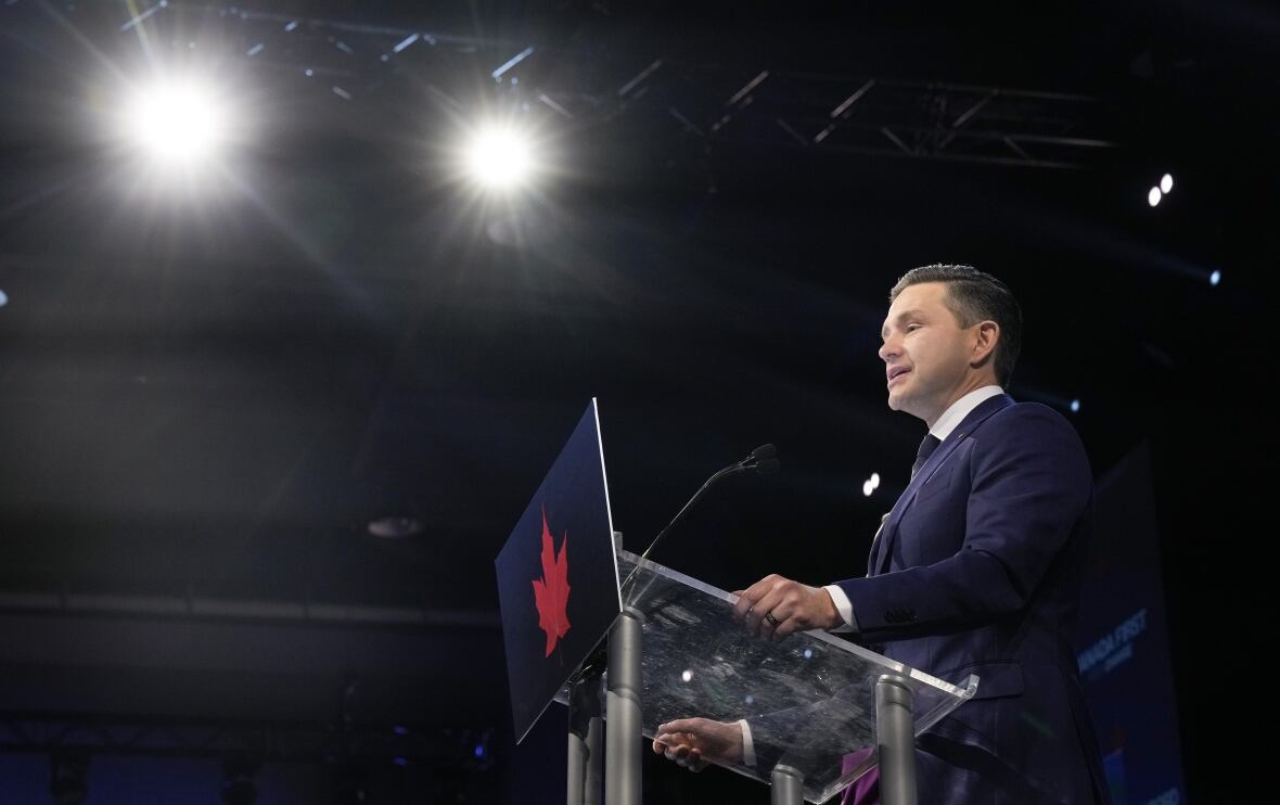 Conservative Leader Pierre Poilievre speaks to supporters connected  predetermination  nighttime  successful  Ottawa, Monday, April 28, 2025.
