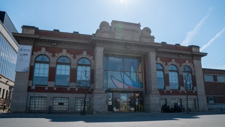 The exterior of a library.
