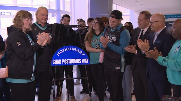 Stretch of downtown Winnipeg street renamed after 'hometown hero' Chad Posthumus