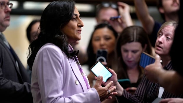 Minister of Foreign Affairs Anita Anand speaks to journalists as she arrives for a meeting of the federal cabinet in West Block on Parliament Hill in Ottawa on Wednesday, May 14, 2025. Minister of Foreign Affairs Anita Anand speaks to journalists as she arrives for a meeting of the federal cabinet in West Block on Parliament Hill in Ottawa on Wednesday, May 14, 2025.