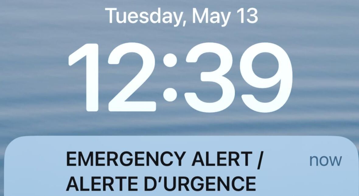 Screen shot showing portion of emergency alert with time and date stamped on it