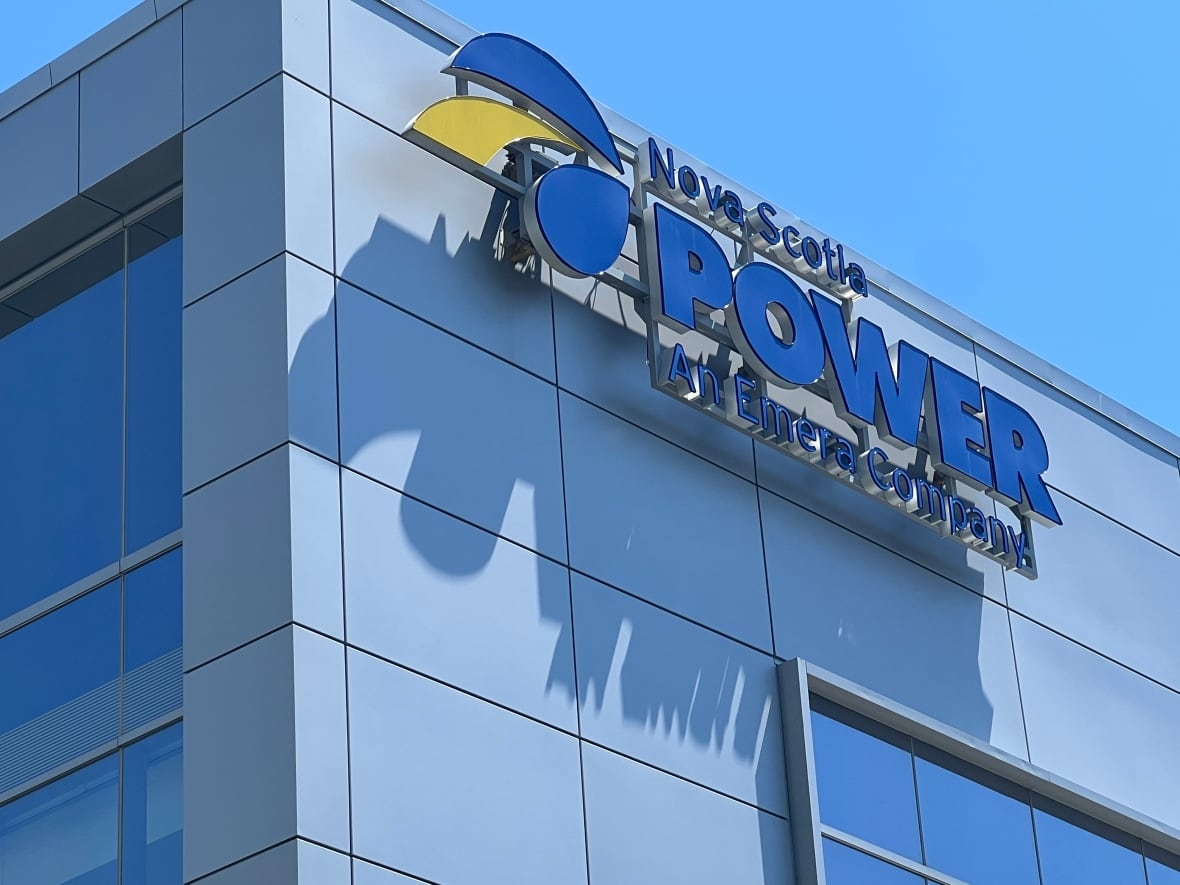 A glass building with a Nova Scotia Power sign on top
