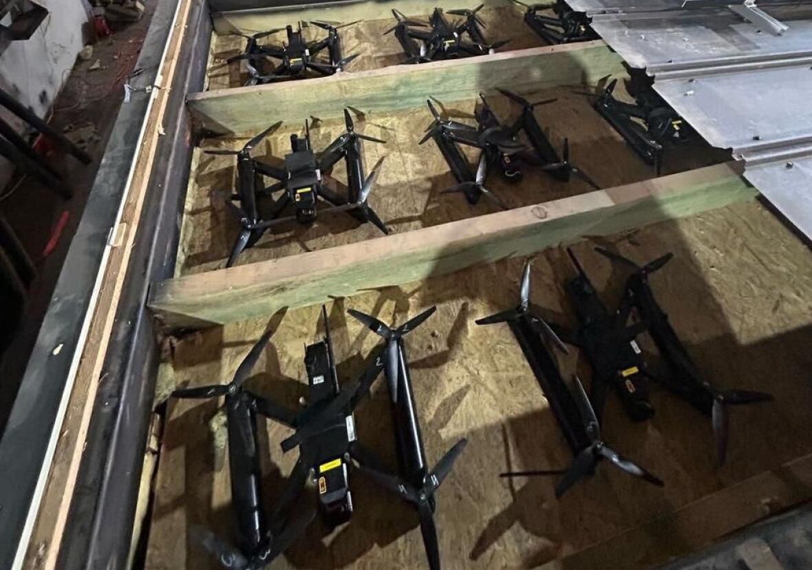 A picture issued by Ukraine's security services aims to show the drone in Taswear Bets before the June 1 attack. 