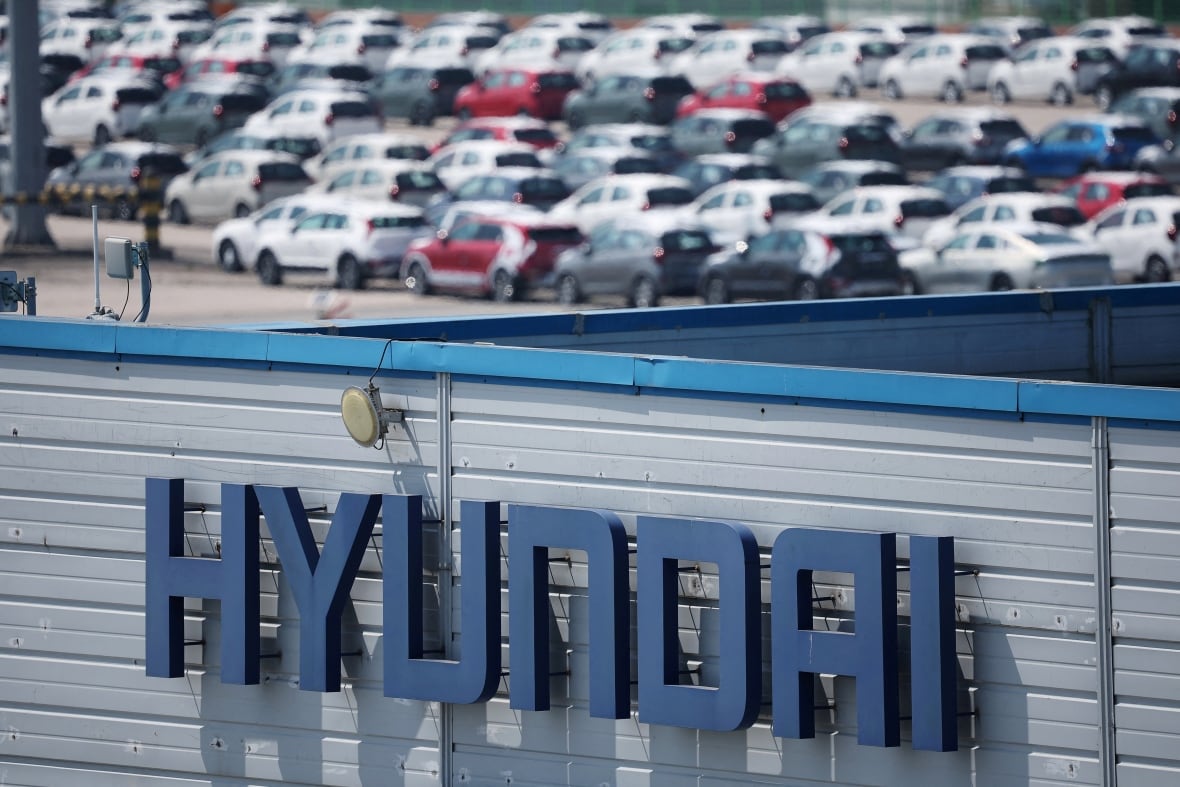 The slogan of the largest automotive company in South Korea was filmed in Pyongitics Port in Pyonghitek, South Korea, April 15, 2025. 