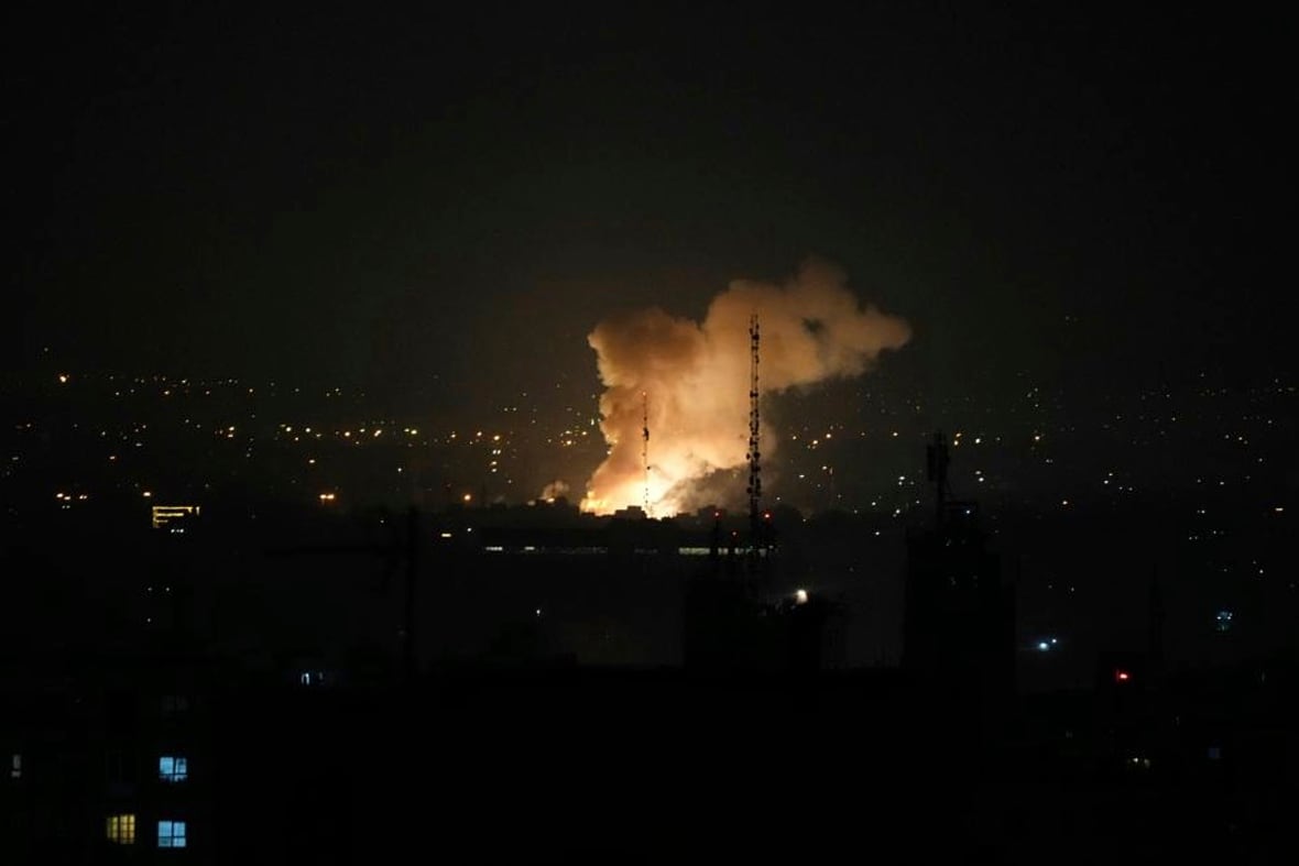 Smoke rises after an explosion in Tehran.