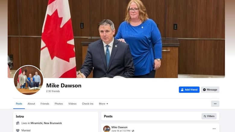 A screenshot of Mike Dawson's Facebook page