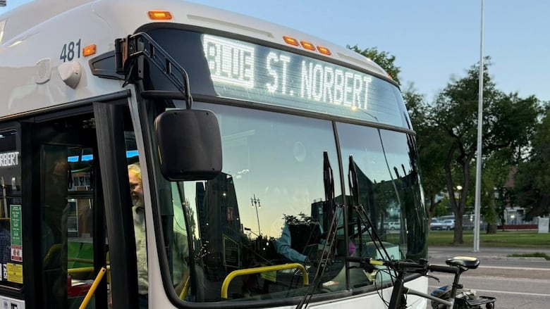 A bus is seen on a street in Winnipeg
