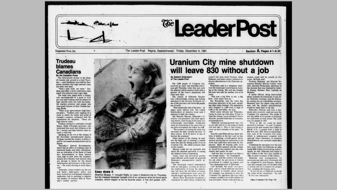 A headline in the Regina Leader Post when the mine shut down.