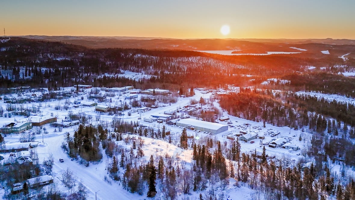 Uranium City from above. The remote northern community is no longer the mining hub it used to be. 
