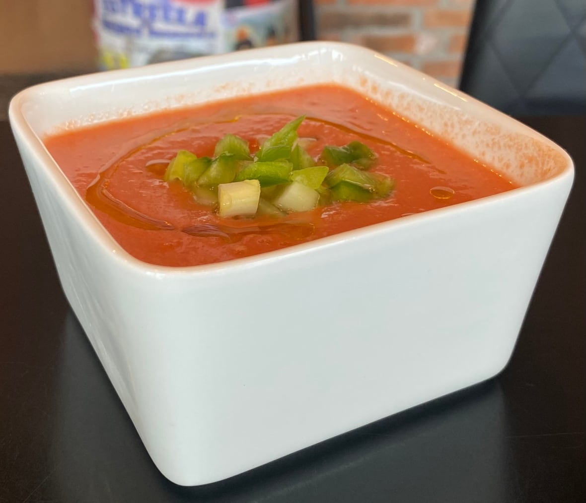 A bowl of gazpacho