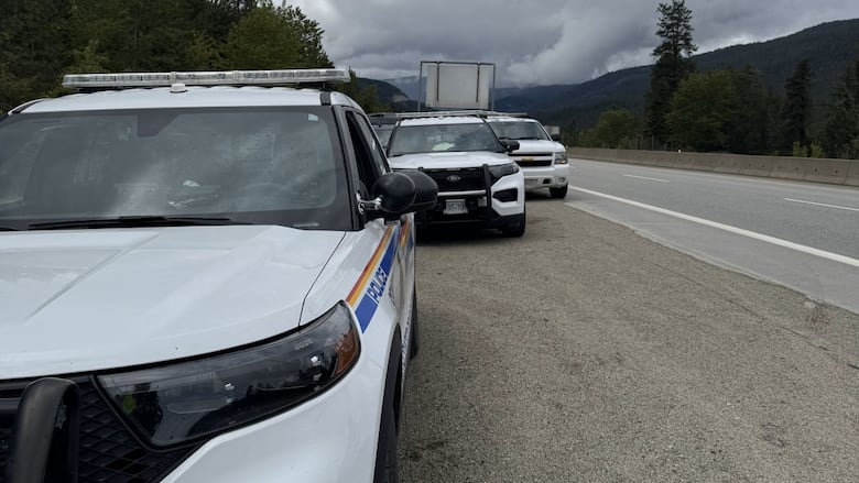 Three police cruisers.