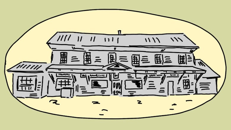An illustration of the Dominion Chair General store in Bass River, N.S. 