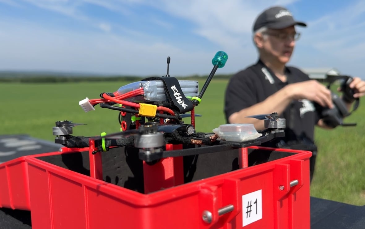 Mark Simpson with his tornado-monitoring drone.