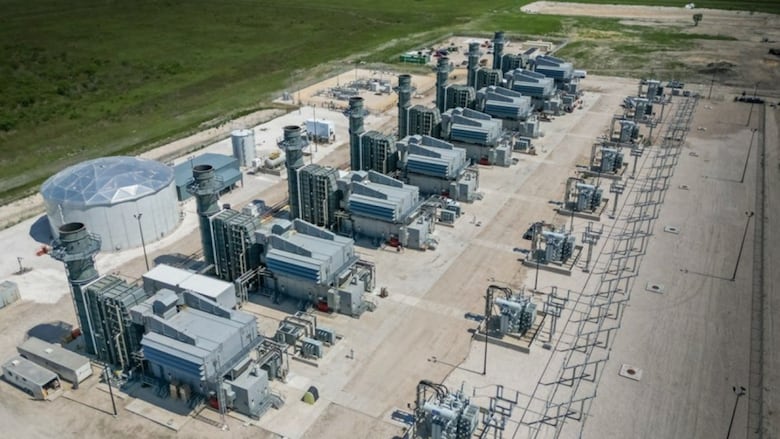 Aerial shot of a natural gas generating plant.
