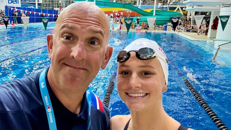 French male swim coach, Canadian female swimmer.