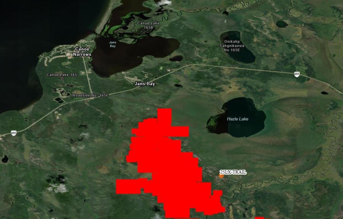 screenshot of map of wildfire