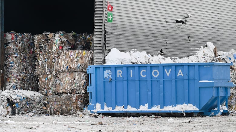 Recyclable materials at recycling facility