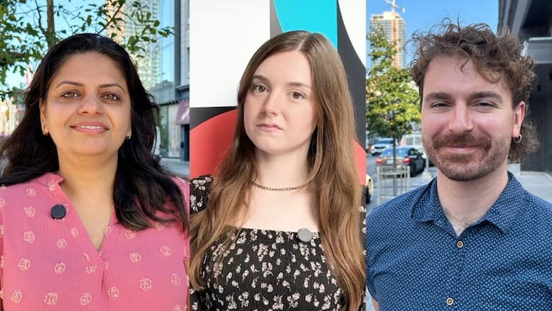 Three headshots side-by-side, two women and one man