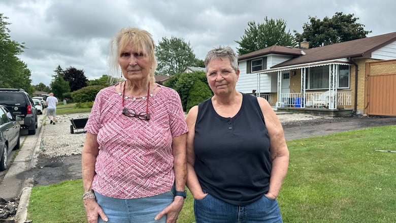 St. Thomas seniors Barb Marriott, left and Pat Church are among homeowners who are out thousands of dollars in an alleged driveway paving scam by a group of men claiming to work for a reputed paving company. 