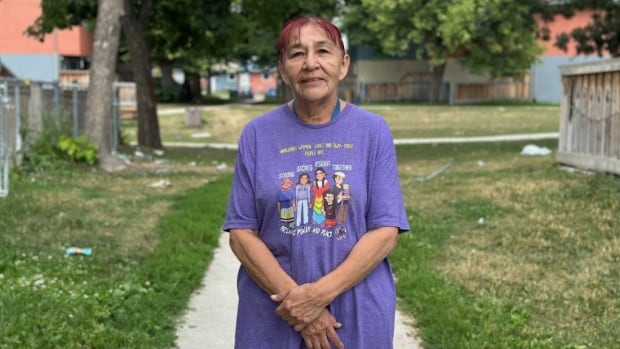 Donna Bartlett, whose granddaughter Marcedes Myran's partial remains were found in a Winnipeg-area landfill earlier this year, said she feels torn about that search ending last week. A woman in a purple T-shirt smiles.