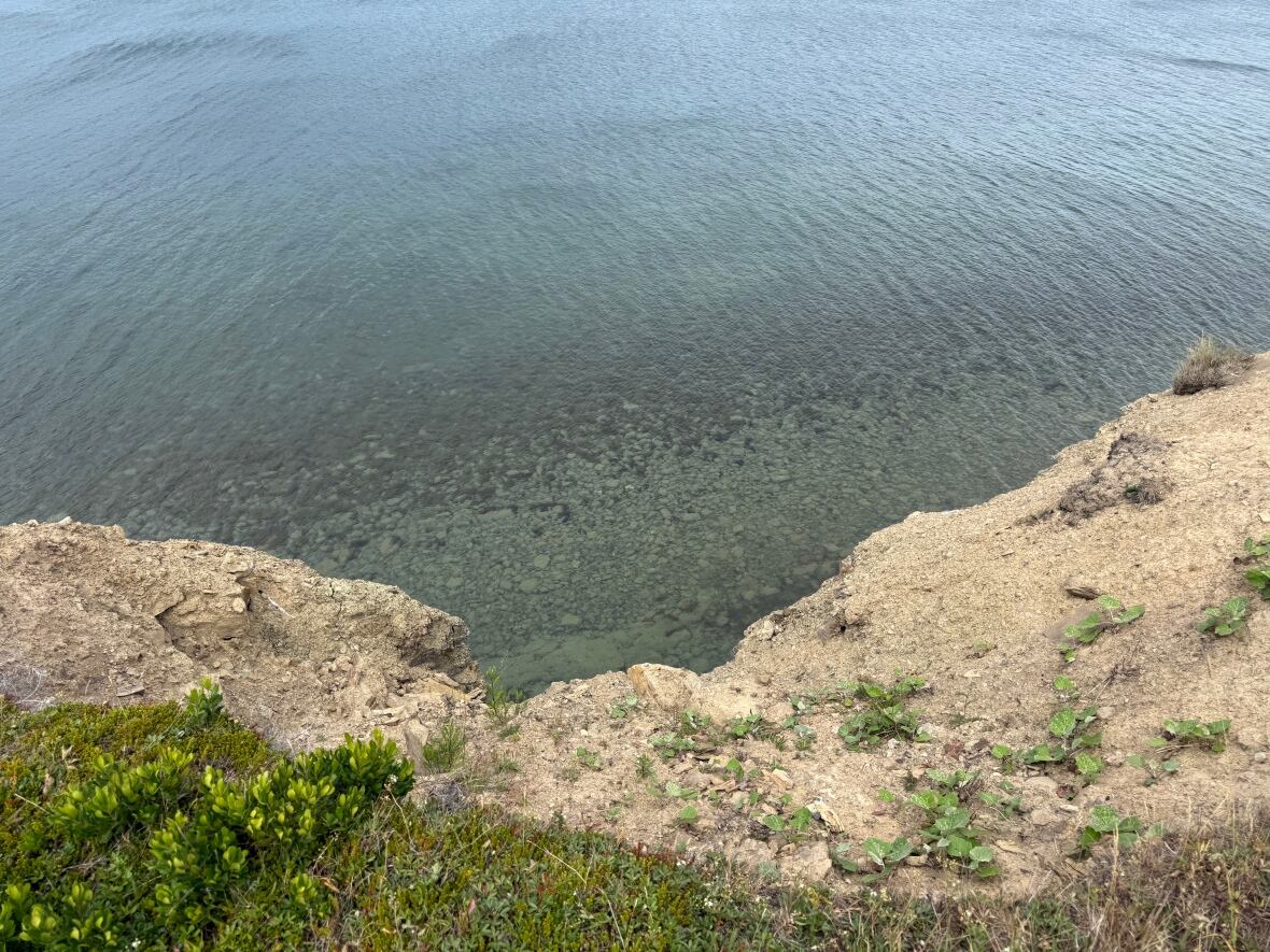 View of water from the top of a cliff in New Waterford.