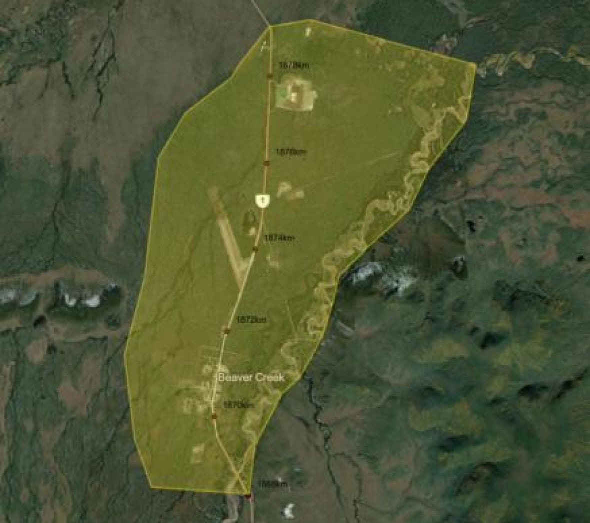 A map shows an area in yellow that is under an evacuation alert.