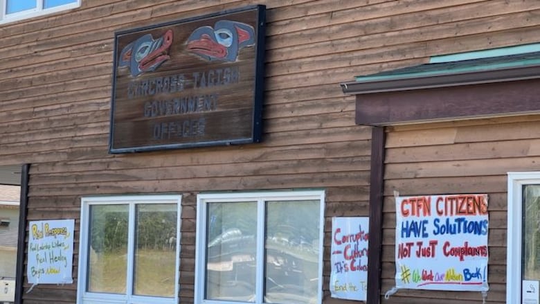 The photo shows a building with some posters that say "CTFN citizens have solutions, not just complaints"