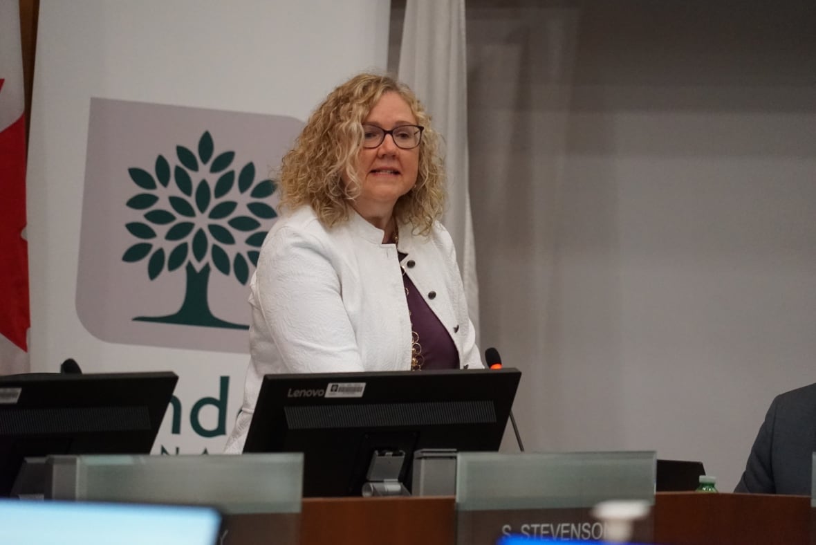 Coun. Susan Stevenson speaks in favour of her referral during Tuesday's council meeting.