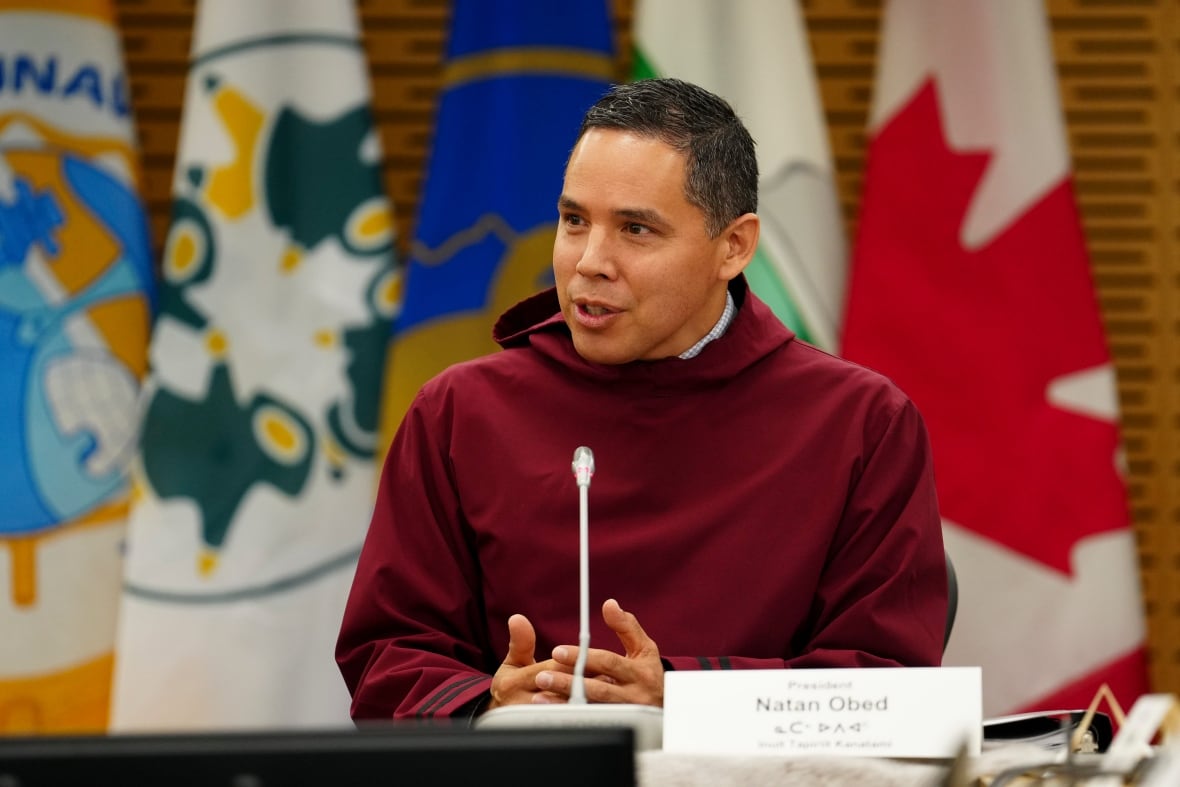 President of the Inuit Tapiriit Kanatami, Natan Obed, joins Prime Minister Justin Trudeau as they co-chair the meeting of Inuit-Crown Partnership Committee in Ottawa on Thursday, May 9, 2024.