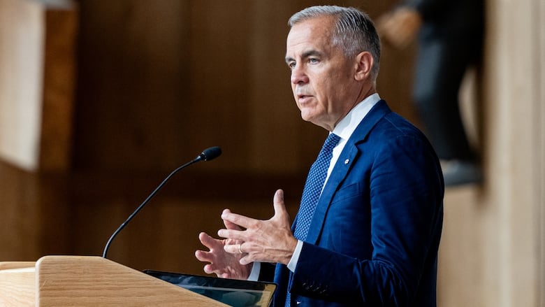 A man speaks at a podium.