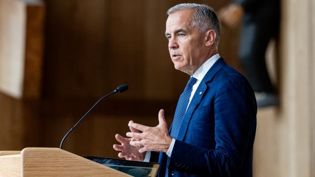 A man speaks at a podium.