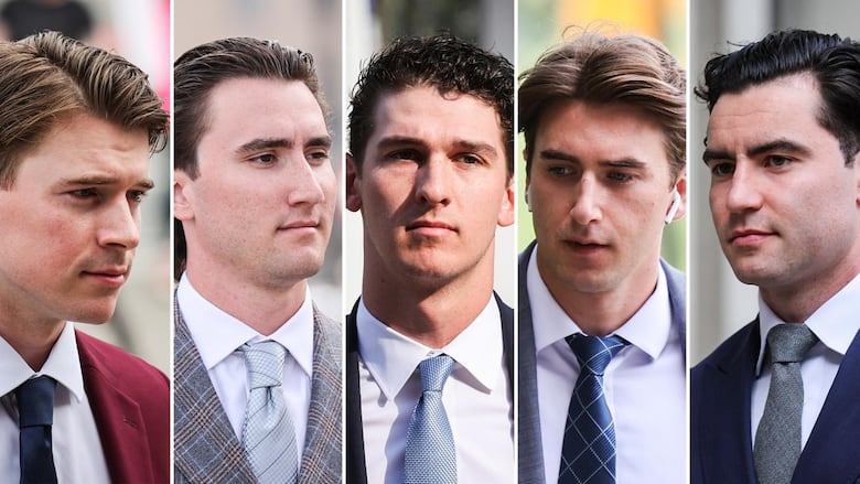Headshots of five young men, each in suit and tie.