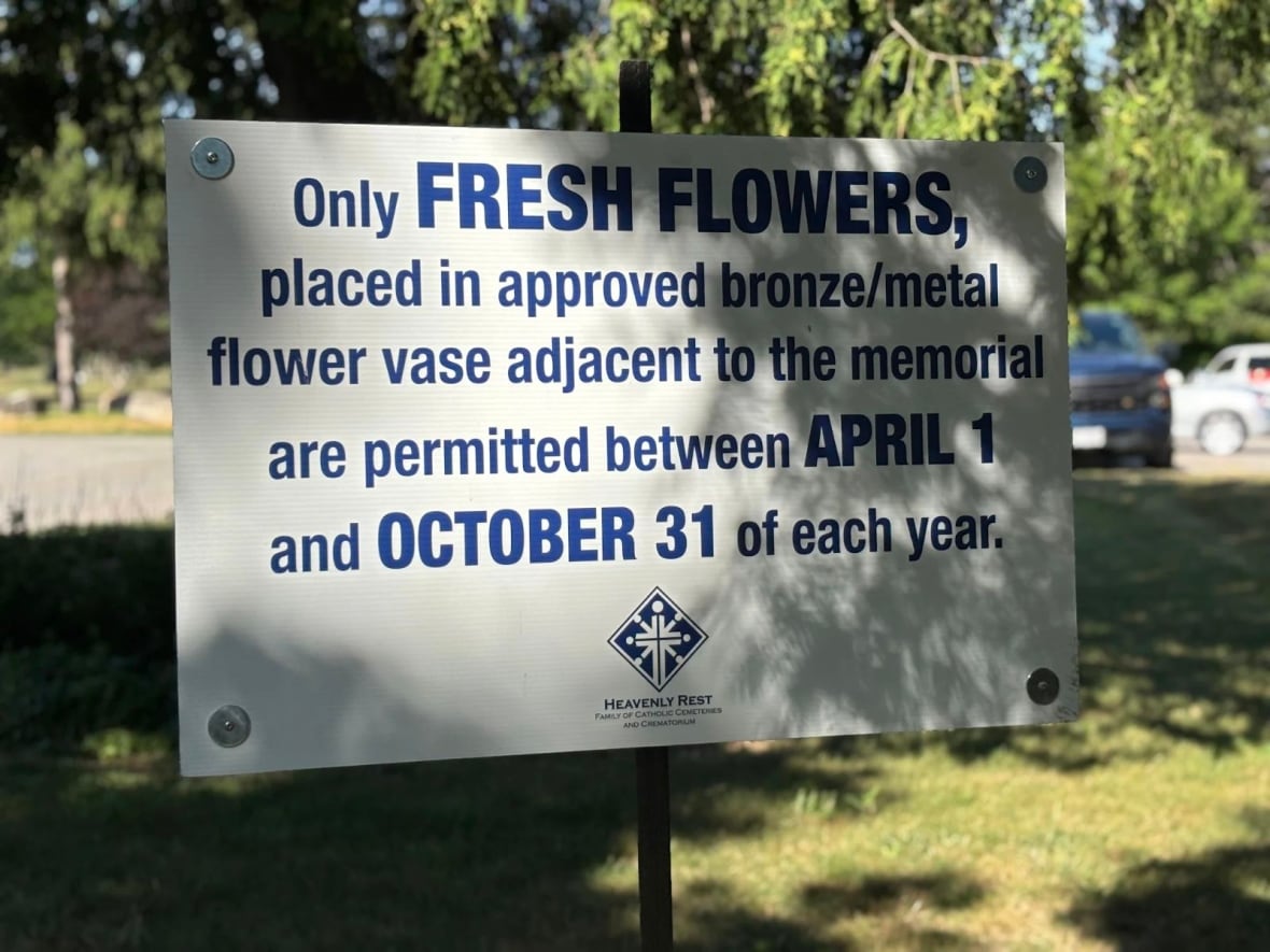 A sign at LaSalle's Heavenly Rest cemetery.