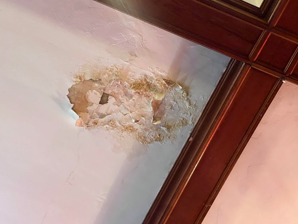 The church's ceiling has suffered water damage. The church has launched an online fundraising campaign to cover the $100,000 repair bill.
