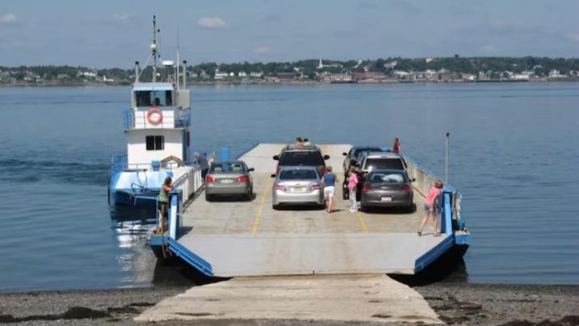 shot of ferry pulling up to Campobello Island