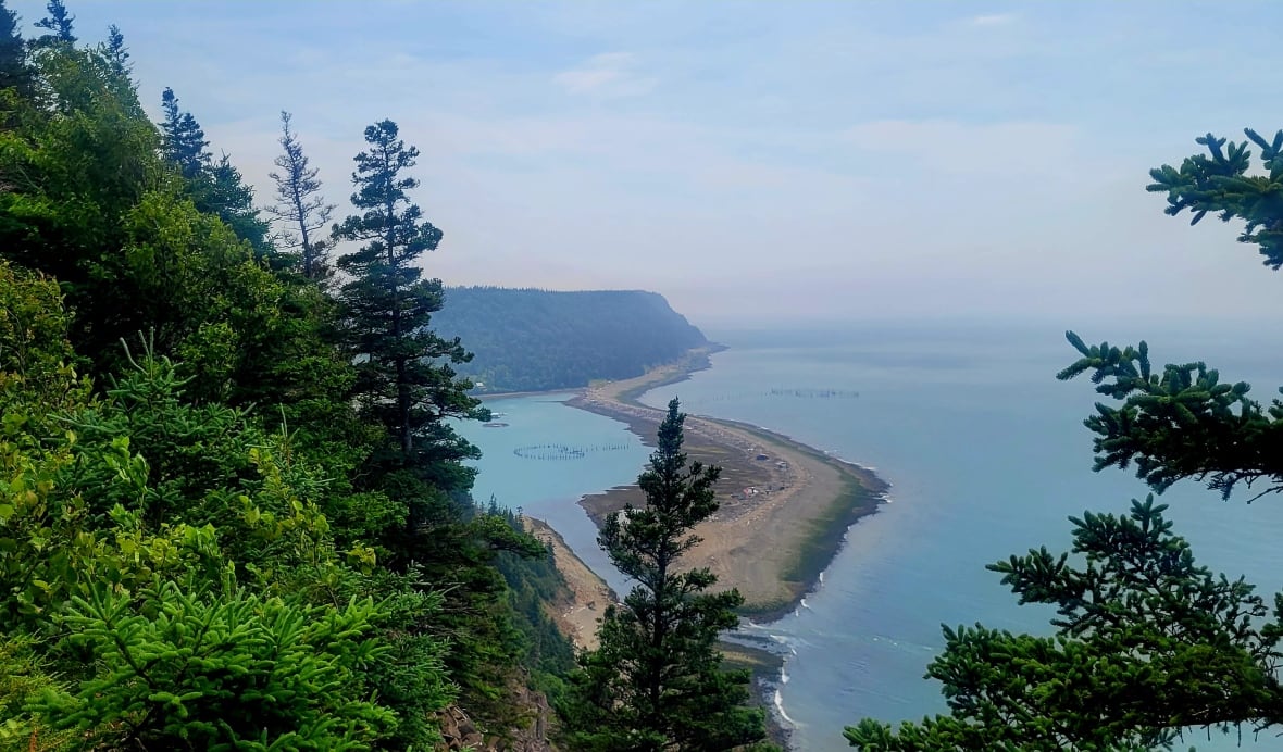 A cliffside view of a seawall