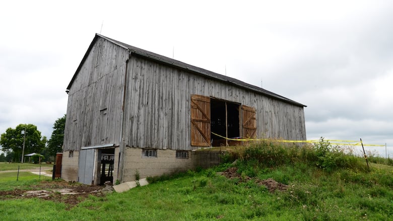 In the photo you will see a barn structure that is brown and older. It was recently preserved by a non-profit organization.