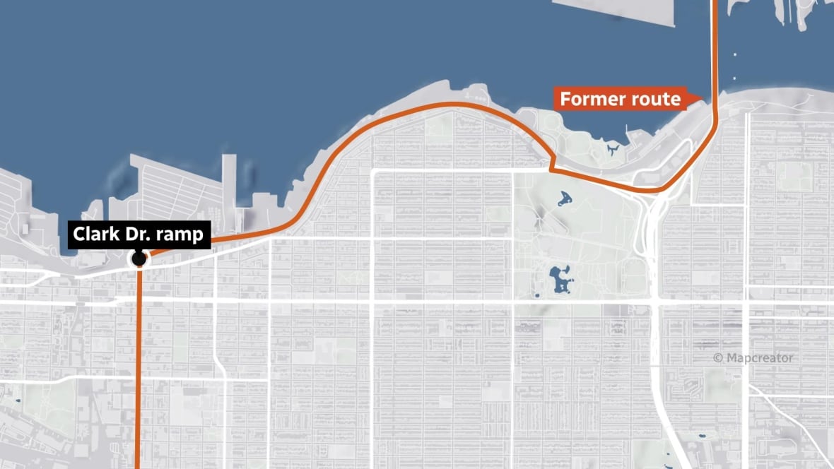 A map of Vancouver shows the route trucks used to take