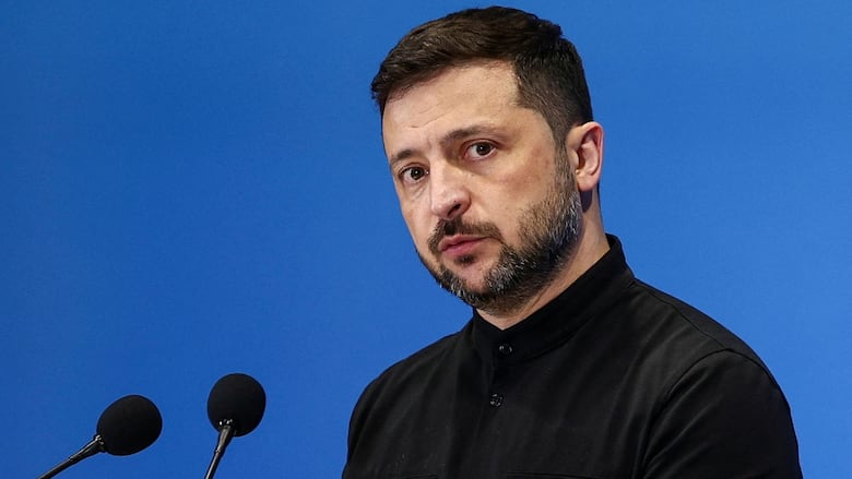 Ukrainian President Volodymyr Zelenskyy attends a press conference in Rome, Italy, in July 2025.