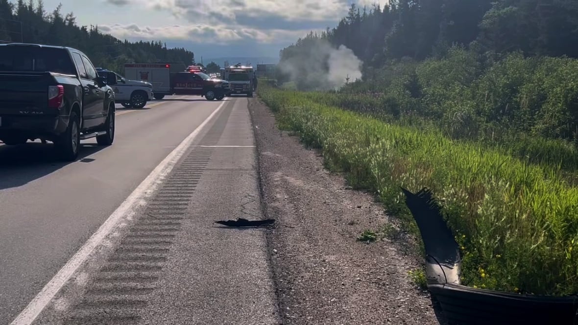 Smoke rising from ditch