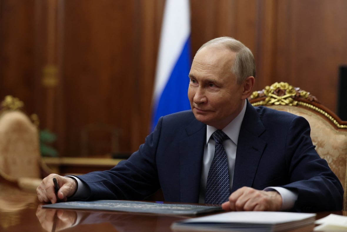 Russian President Vladimir Putin attended a meeting with the CEO of Serbank German Gref in Moscow, Russia, July 29, 2025, but he did not address Trump's deadline for Russia to agree to the ceasefire. 